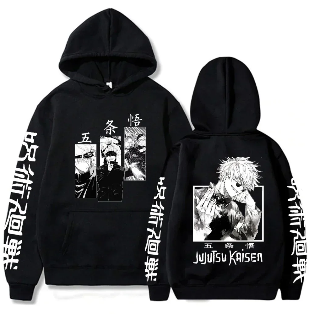 Anime Jujutsu Kaisen Hoodies Men Satoru Gojo Print Sweatshirt Autumn Winter Harajuku Hoody Hooded Streetwear Plus Size Hoodie