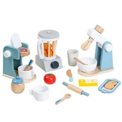 Wooden Kitchen Pretend Play Toy Simulation Wooden Coffee Machine Toaster Machine Food Mixer Baby Early Learning Educational