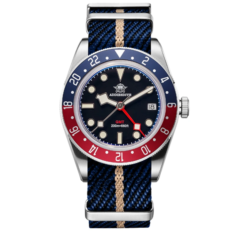 Men's GMT Watch with AR Coating and Waterproof Design