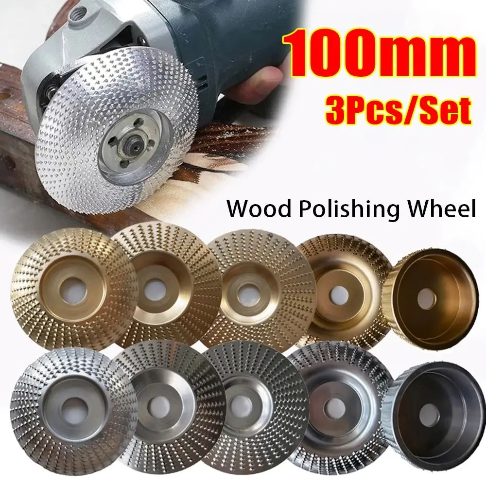 1/3Pcs Shaping Carving Sanding Wood Grinding Wheel Abrasive Tool Arc/Flat/Bevel Wood Polishing Wheel Rotary Carbon Steel