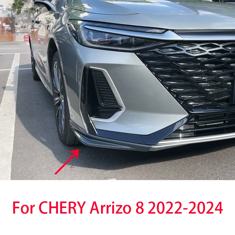 

Front bumper protector made of ABS material with carbon fiber pattern in bright black For CHERY Arrizo 8 2022 2023 2024