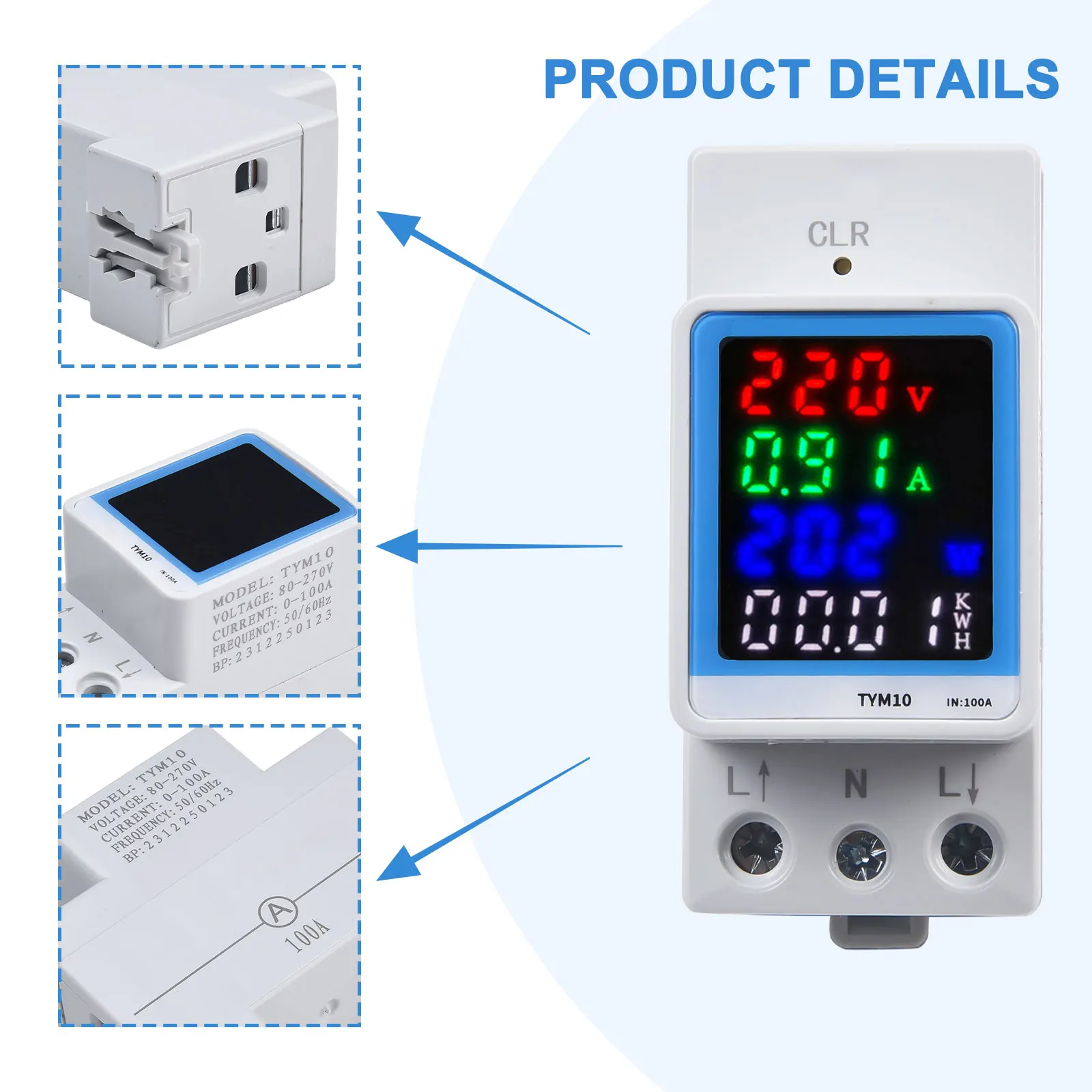 VOLT& Test Voltmeter Ammeter 1Pc 50~60Hz Electric Energy Monitor Frequency Meter Test Meters 0~100A 100A 2022