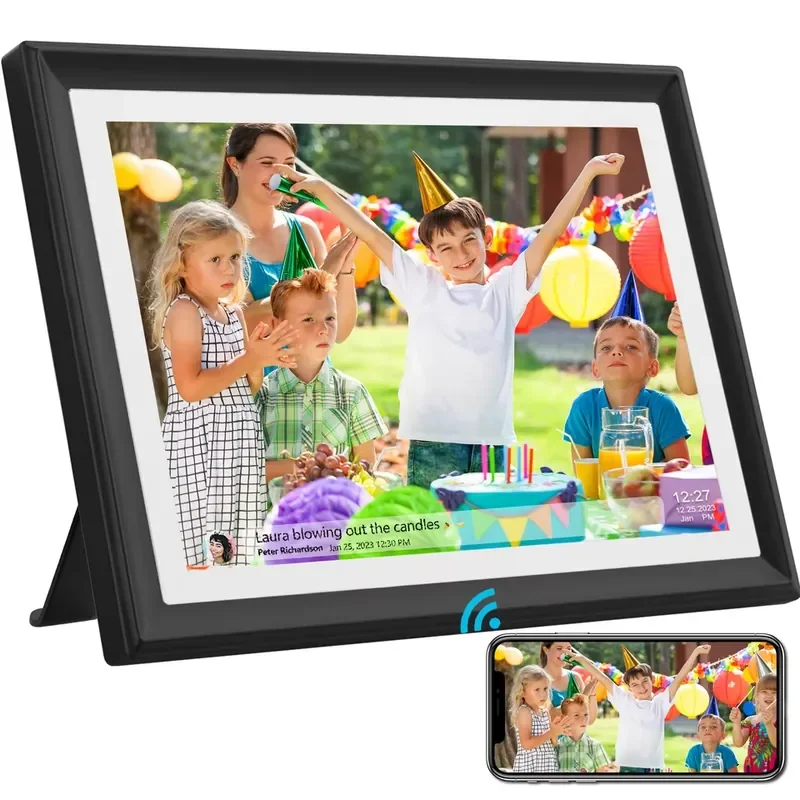 32GB SSA 10.1 Inch Smart WiFi Digital Photo Frame IPS LCD Touch Screen MP3 Playback Clock-Best Christmas Gift for Friends