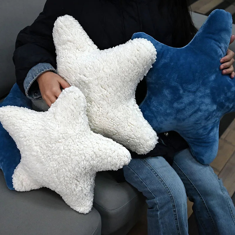 

WQSPRING милая пушистая плюшевая подушка в форме звезды, мягкая подушка с пентаграммой для украшения дивана-кровати, плюшевый подарок для спальни