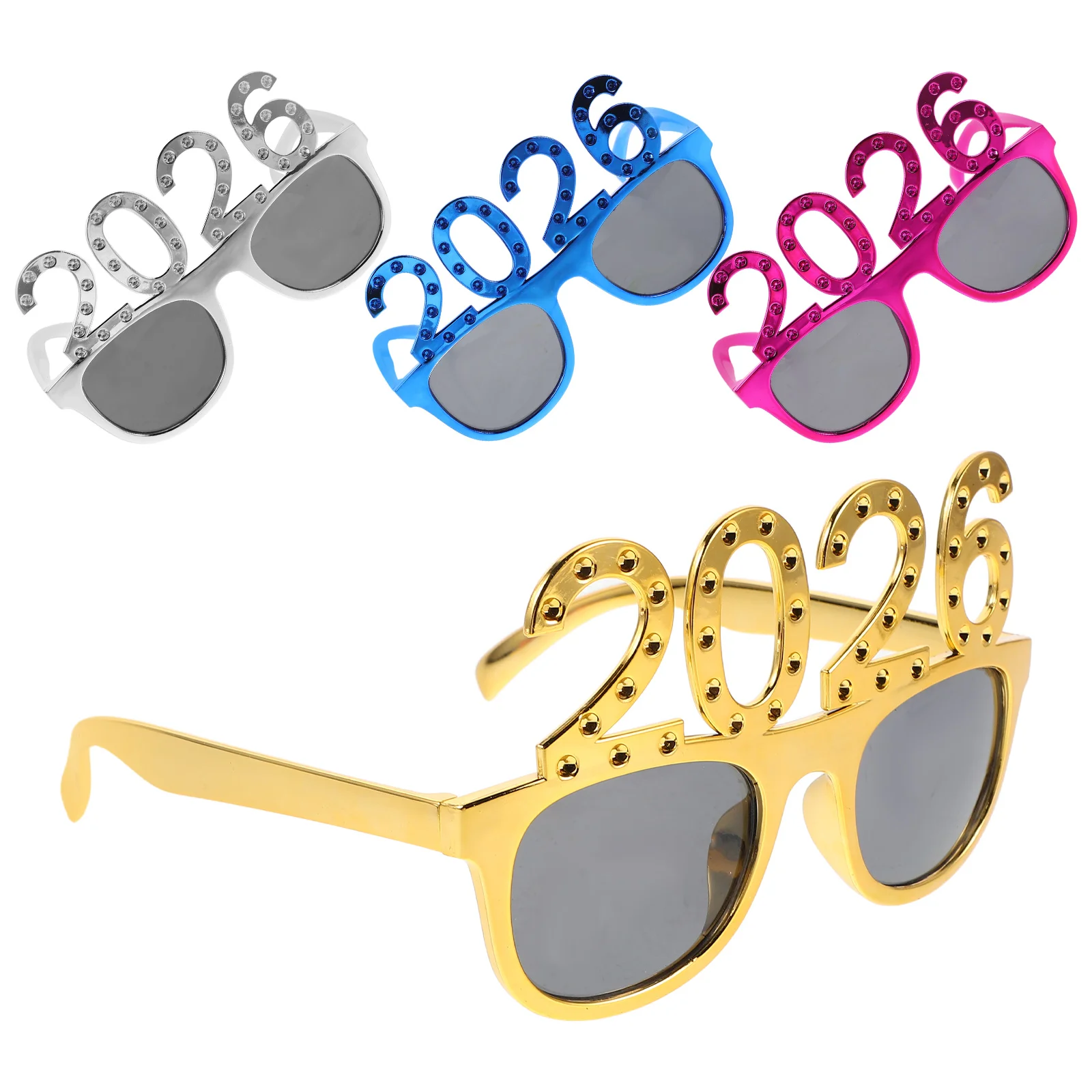 

4Pcs Novelty Number Eyeglasses Dazzling Rhinestone Finish Lightweight Comfortable Fit for Festival Party Photo Booth Graduation