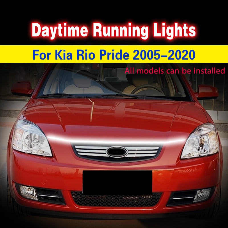 For Kia Rio Pride 2005-2020 Car LED DRL Daytime Running Lights Universal Auto Waterproof Flexible Decorative Ambient Lamp 12V