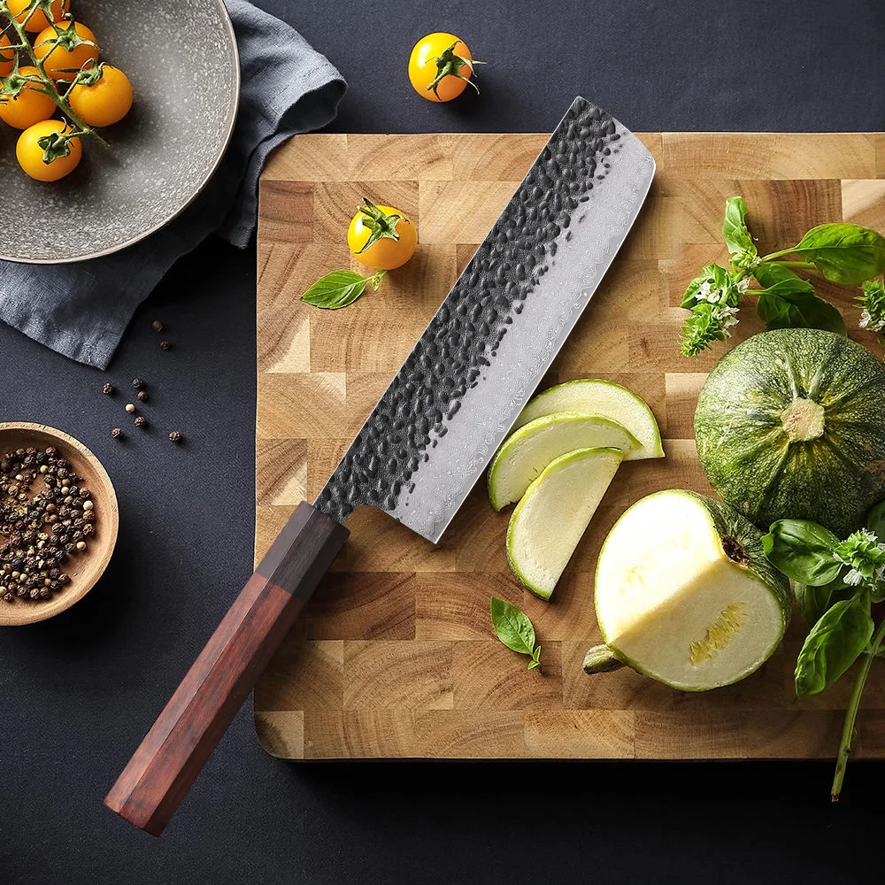 7-inch Japanese Nakiri Chef Knife 67 Layer Damascus Steel Hand Forged Kitchen Knives Sharp Meat Vegetable Cutting Cooking Tools