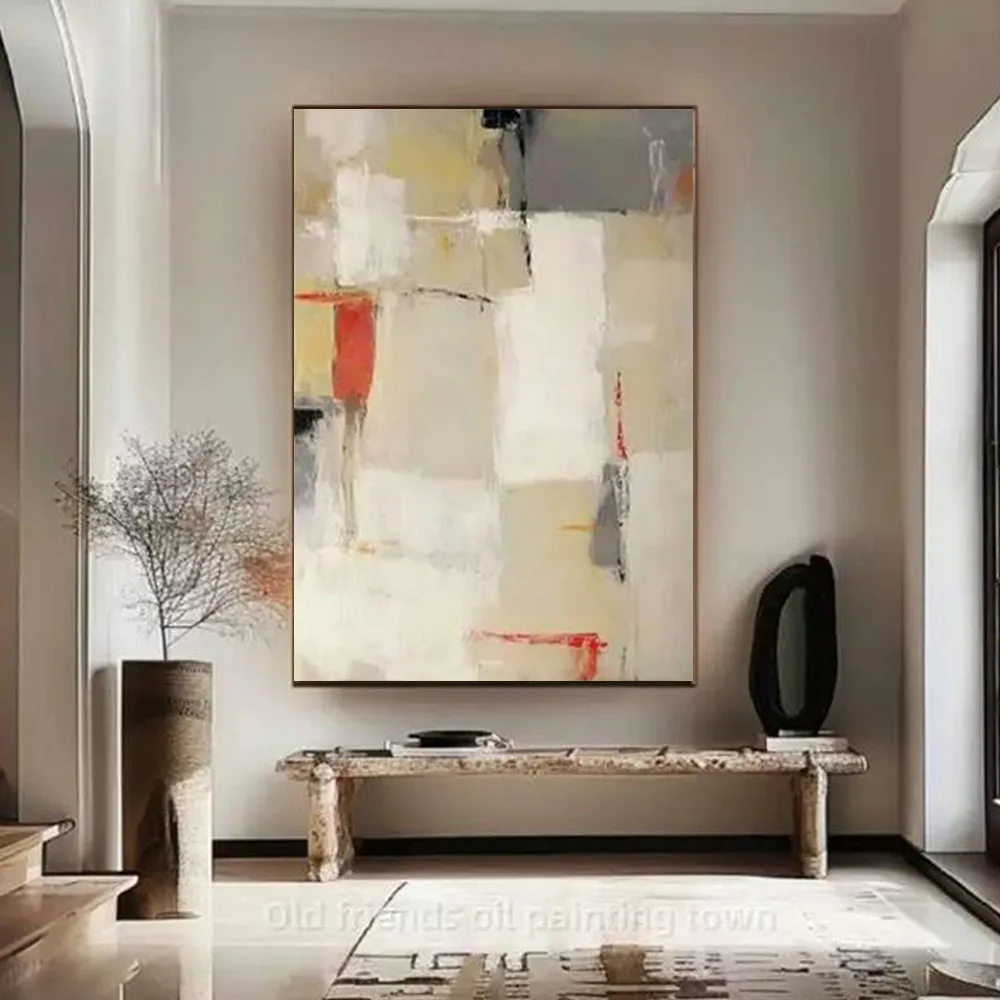 

Fashionable rough textured decorative murals, large handmade oil paintings in Wabi Sabi style, modern artworks