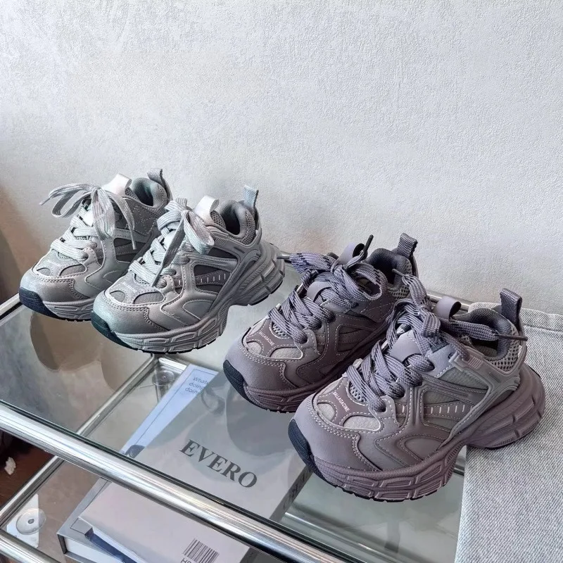 

2025 Spring and Autumn New Boys' Soft Bottom Anti Slip Comfortable High Beauty Board Shoes for Girls