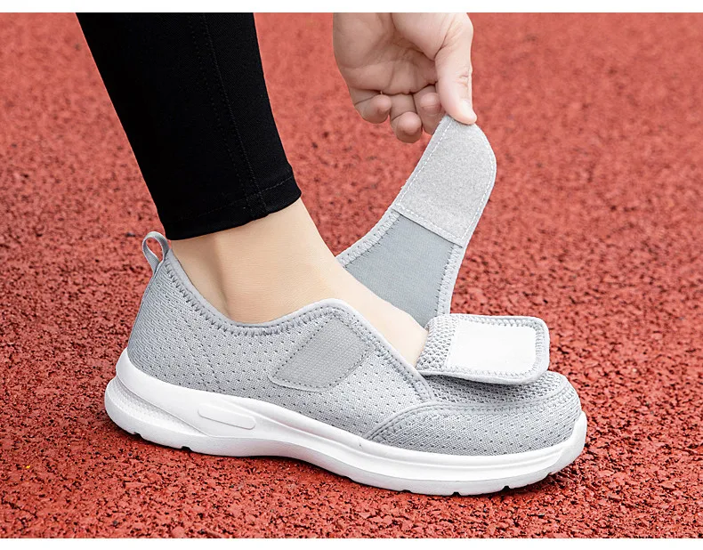 Damen-Sneaker für Orthopädie, Breite Füße, Geschwollene Füße, Geh- und Freizeitschuhe, Daumenkorrektur, Verstellbar, Bequem, Diabetiker-Barfußschuhe – Detail 11