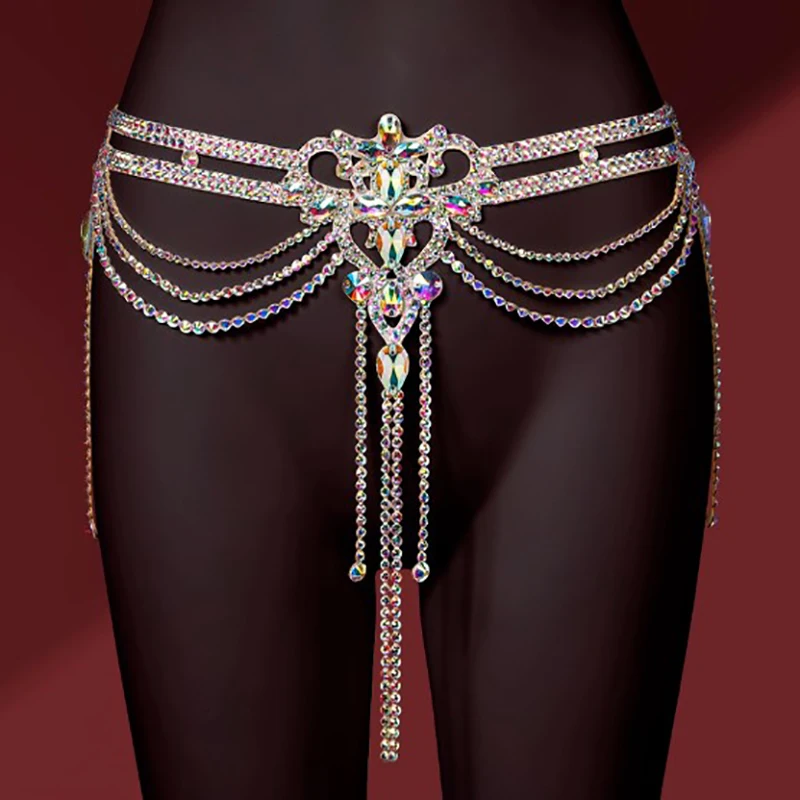Chaîne de taille de danse du ventre pour femmes, accessoires de Performance en diamant faits à la main, compétition professionnelle de danse orientale