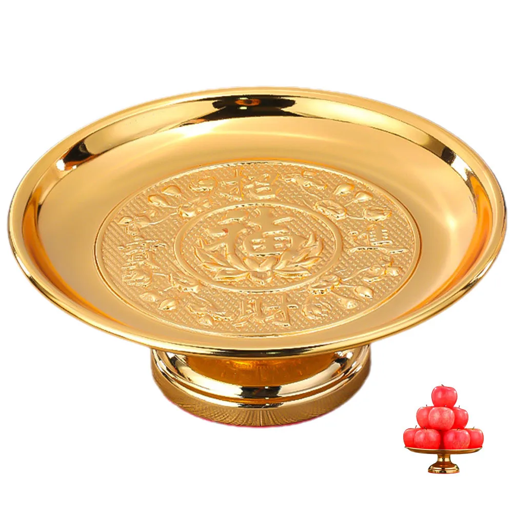 

1pc Lotus Fruit Plate Vintage Alloy Offering Tray For Temple Buddhist Worship Multifunctional Sacrifice Dish Kitchen Tableware