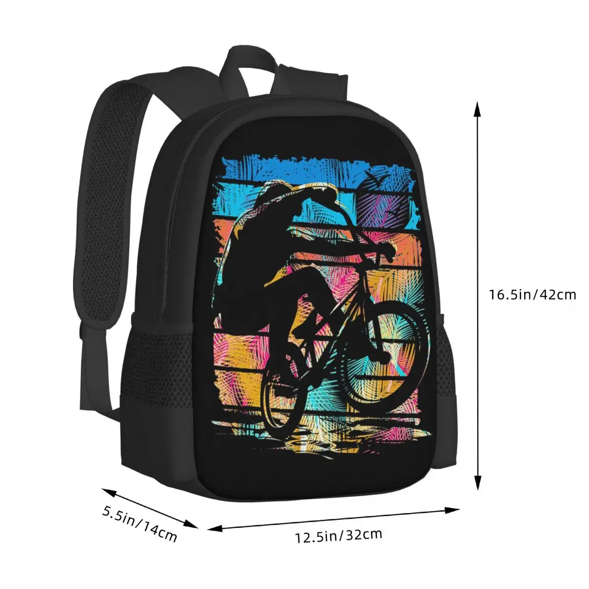 Retro Bmx Apparel - Vintage Bmx Bike Student Backpack School Bag Hiking Travel Daypack Fashion Bookbag Shoulder Bags