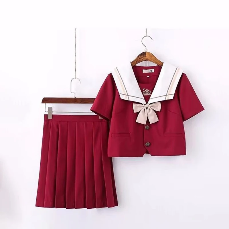 日本の女の子の制服,愛らしいロリータ服,セーラーまたは韓国のコスプレ,長袖シャツ,プリーツスカート,学生用セット