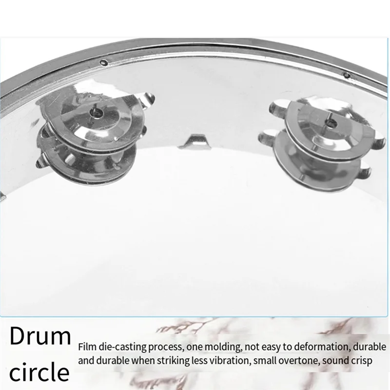 Tambourines For Adults 10 Inch Self-Adjustable Hand Shaking Bell Drum Double Row Hand Percussion Drum For Kids Adults Durable