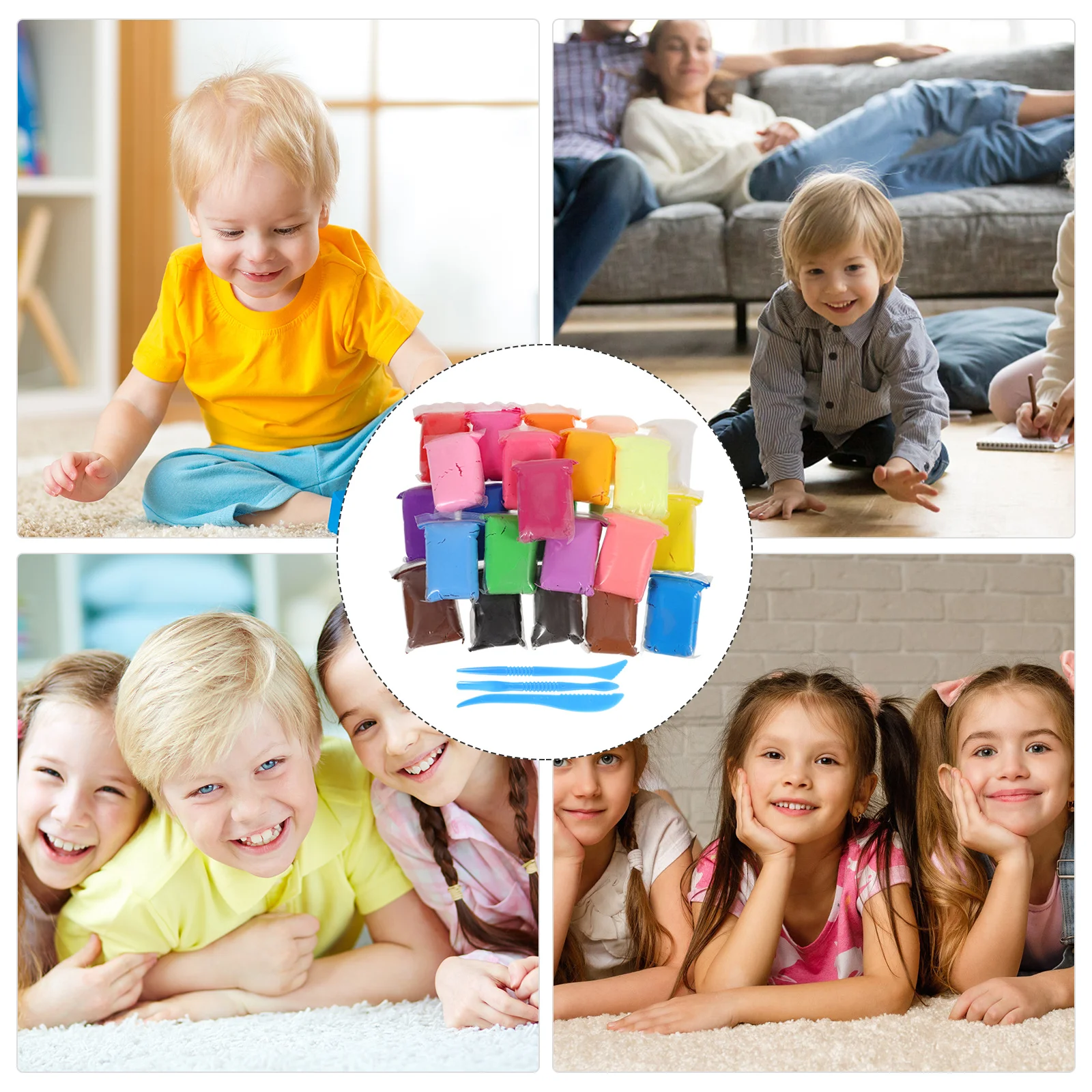 24 Bags Modeling Clay Set Bright Color Clay for Teenager DIY Craft Kits Soft Pliable Texture Easy to Use Teenager Playthings