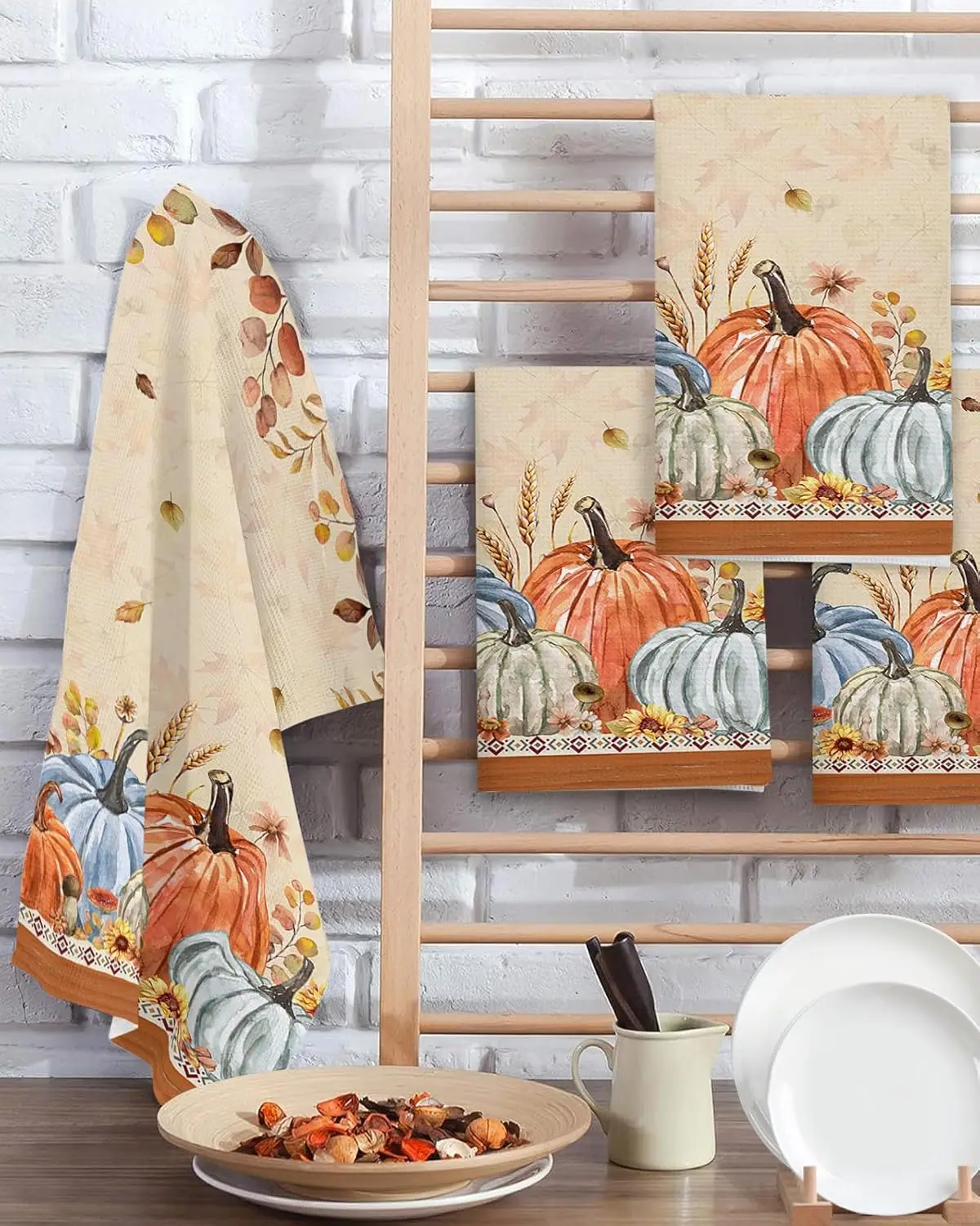 

Осенняя кухонная тряпка для мытья посуды с тыквой и кленовым листом, полотенца, чистящие средства, впитывающие салфетки для мытья посуды, аксессуары для кухни