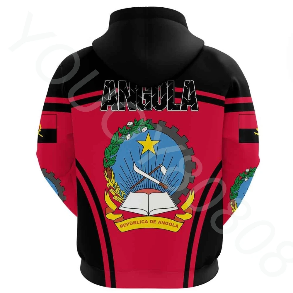 African men's clothing hoodie sweater loose street print zip-up shirt autumn and winter new sweater Angola event flag hoodie