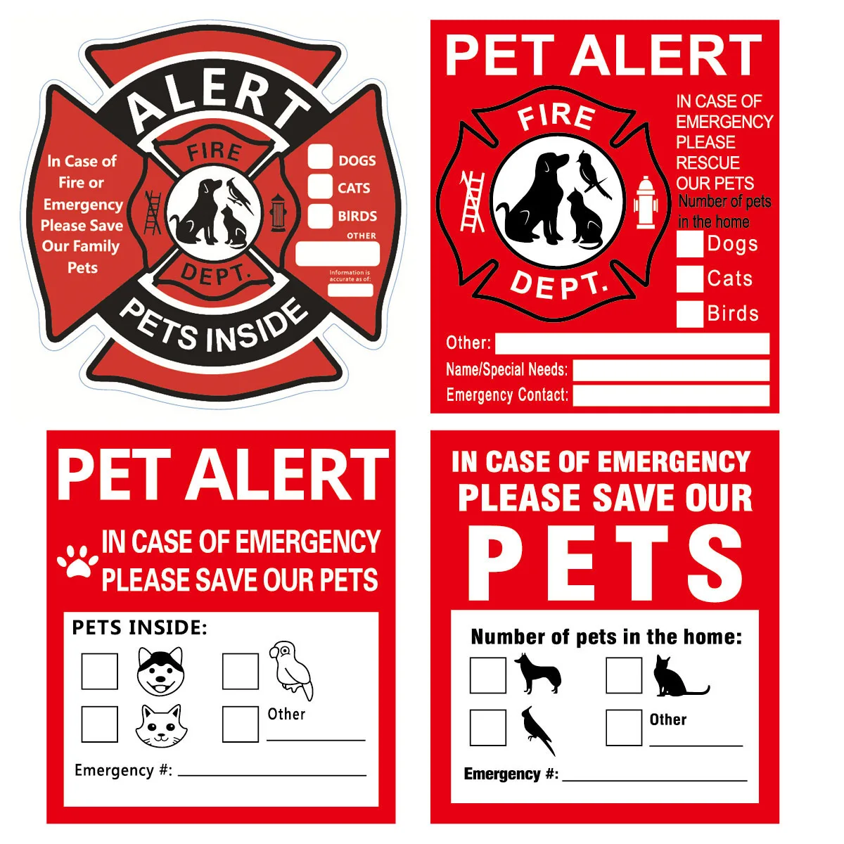 5pcs Pet Alert Safety Fire Rescue Sticker Save Pets Emergency Pet Inside Decal In Case Of Danger Pet In House Window Door Sign