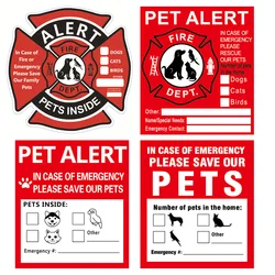 5pcs Pet Alert Safety Fire Rescue Sticker Save Pets Emergency Pet Inside Decal In Case Of Danger Pet In House Window Door Sign