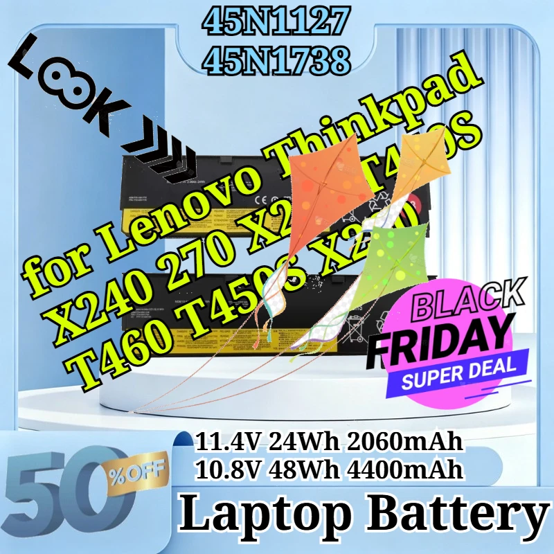 45N1127 11.4V 24Wh 2060mAh 45N1738 10.8V 48Wh 4400mAh Rechargeable Li-ion Battery for Lenovo Thinkpad X240 270 X250 T440S T460