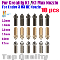For Creality K1/k1 Max Nozzle Ender 3 V3 KE Nozzles 0.4 0.6mm Brass Copper plated Hard Steel Genius Pro Vyper K1 Pro Hotend