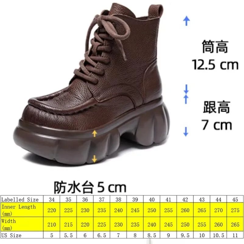 Fujin 7cm Autumn Fashion Spring Boots Moccasins Motorcycle Shoes Natural Genuine Leather  Chimney Ladies Women Ankle Booties