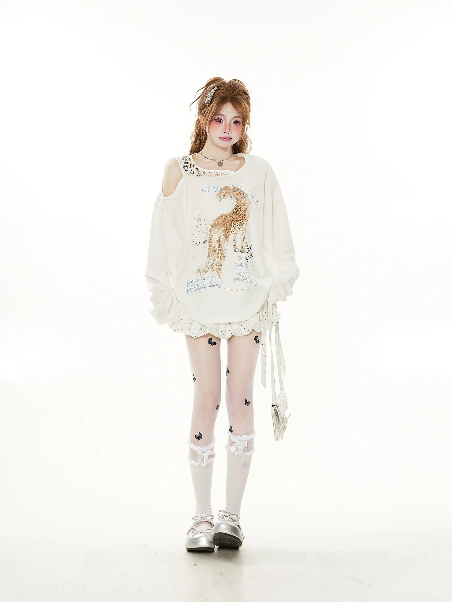 

Ретро-футболка в американском стиле с леопардовым принтом и надписями, свободного кроя, с длинным рукавом, женская, весенняя, стильная, повседневная, из чистого хлопка