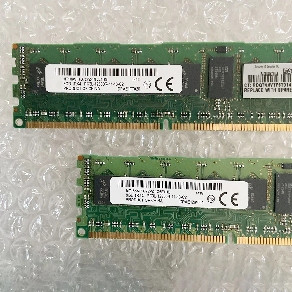 1 pcs   For MT RAM MT18KSF1G72PZ-1G6E1HG 8GB 8G 1RX4 DDR3L 1600 PC3L-12800R Memory High Quality Fast Ship