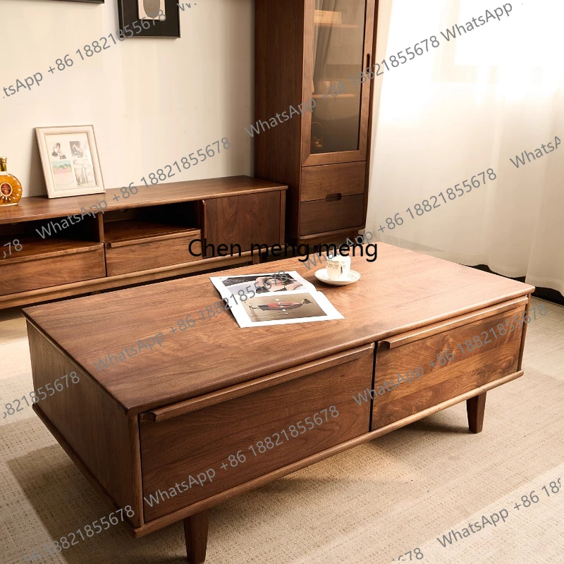 

North American black walnut coffee table TV cabinet combination simple modern log home living room locker