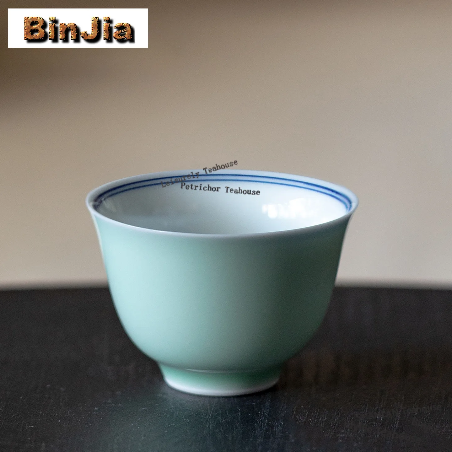 Bean Green Glaze Double Line Teacup Zen Tea Bowl Single Cups Tea-tasting Meditation Cup Jianzhan Master Cups Tea Services Craft