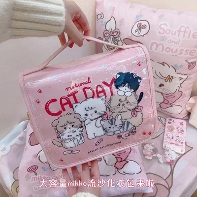 Miniso Authentic Sheep Shop Mikko Co Branded Large Capacity Cat Makeup Bag Flowing Sandbag Travel Bag Cute Storage Bag Girl Gift