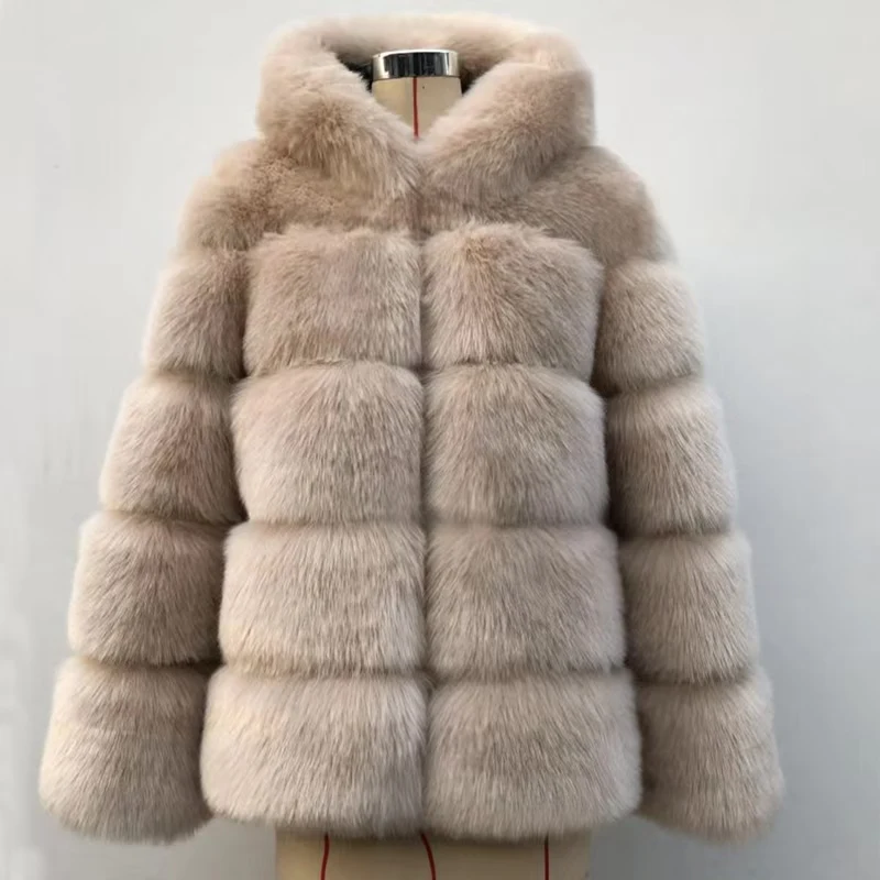 

women's fashion super hot fall winter women's short faux fox fur fluffy jacket high quality ladies furry coat