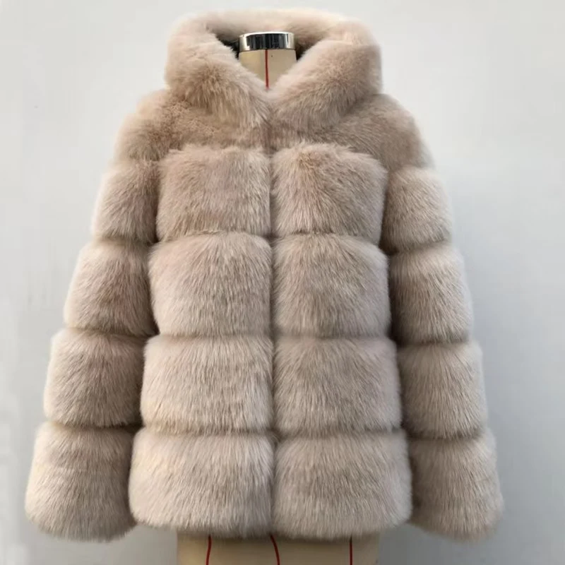 Street fashion luxury faux fur coat winter 2023 spicy cool girl fluffy cropped fur faux fox jacket