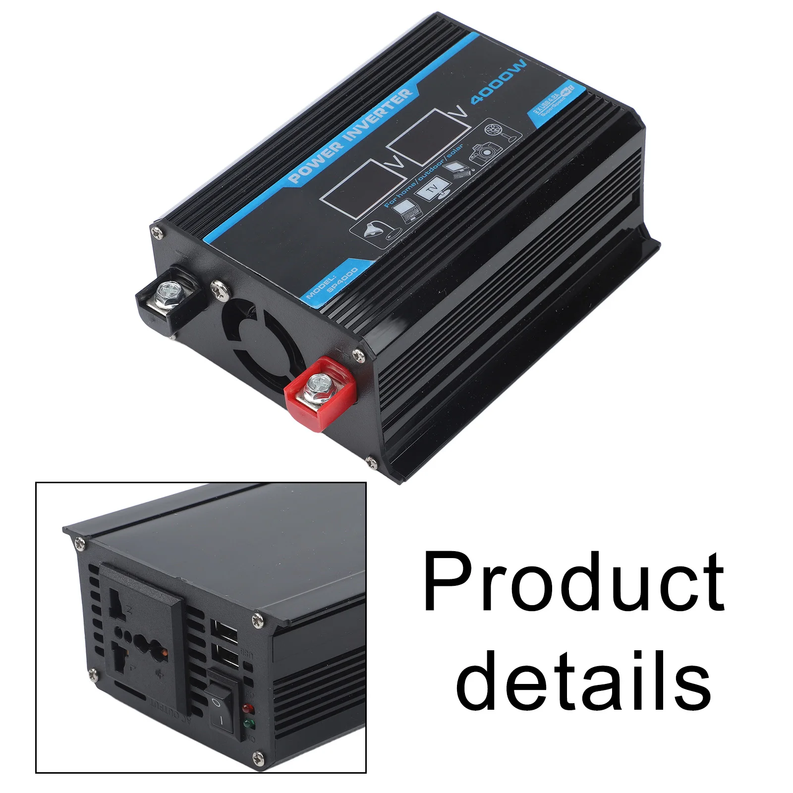 12000W Car Inverter with DC 12V to AC 220V Conversion and USB for Power Delivery for Use for in Automobiles Boats and Mobile