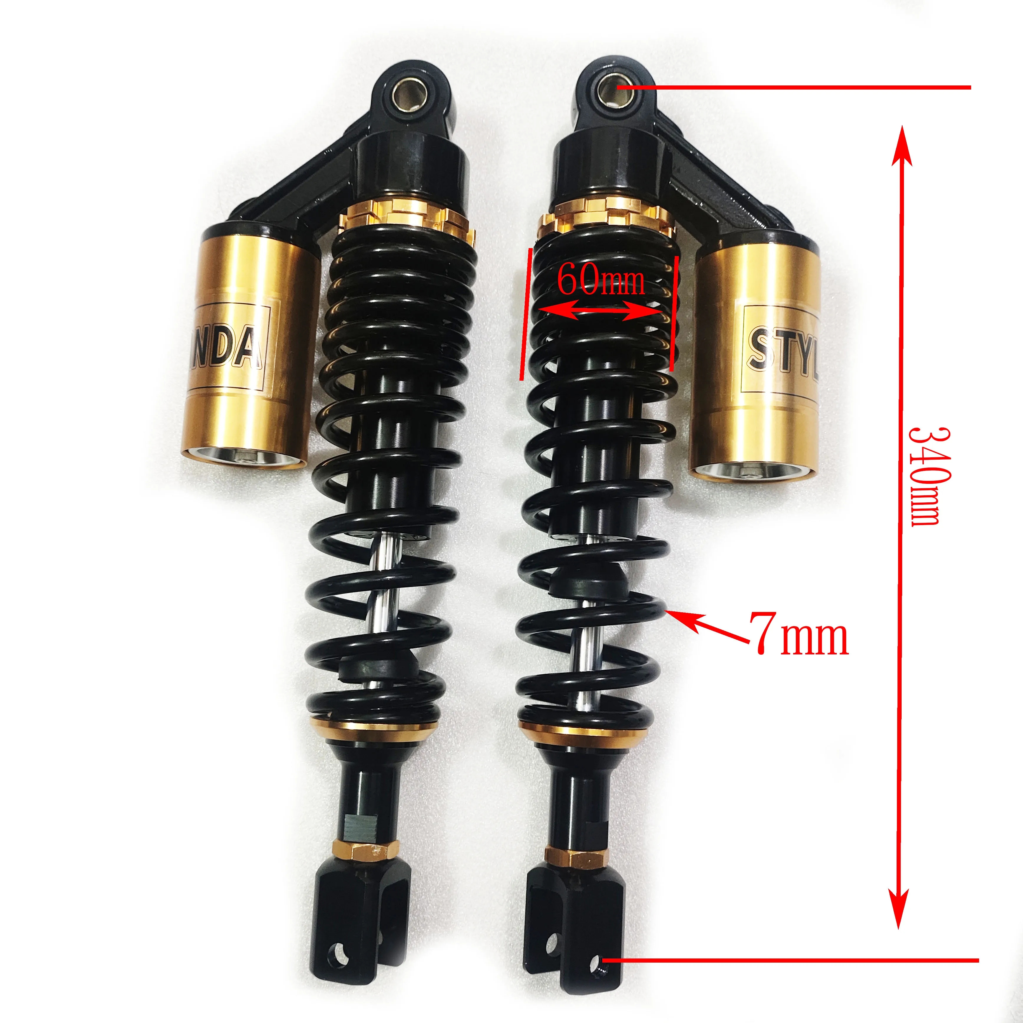 7mm Spring 340mm 350mm 360mm 370mm 380mm 20mm Fork Suspension Motorcycles Shock Absorbers for Honda Yamaha Suzuki Kawasaki