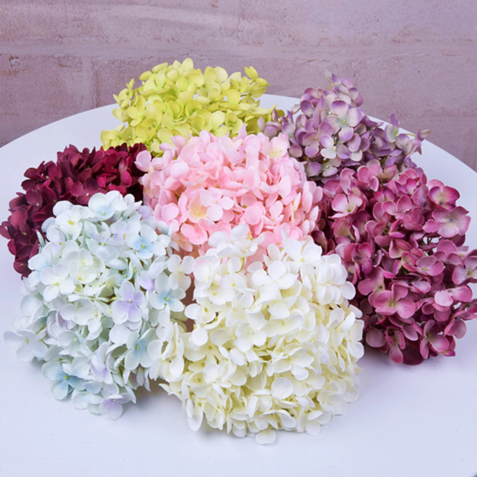 

11 Fork DIY Artificial Flower Heads Hydrangea Peony Silk Wedding Flowers Floral Wall Backdrop for Hotel Background Decoration