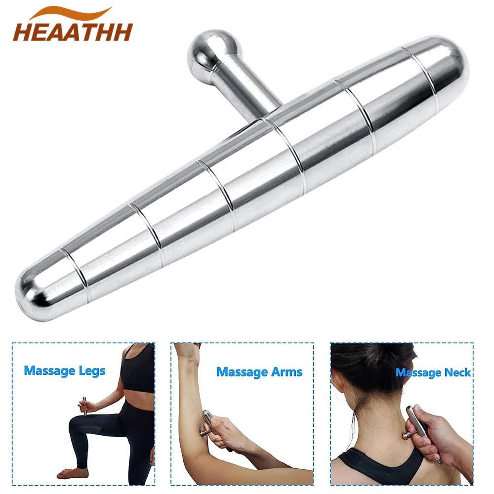 1Pcs Stainless Steel Deep Tissue Massage Tool, T-Bar PressureTrigger Point Massager for Full Body Fascial Relaxation Pain Relief