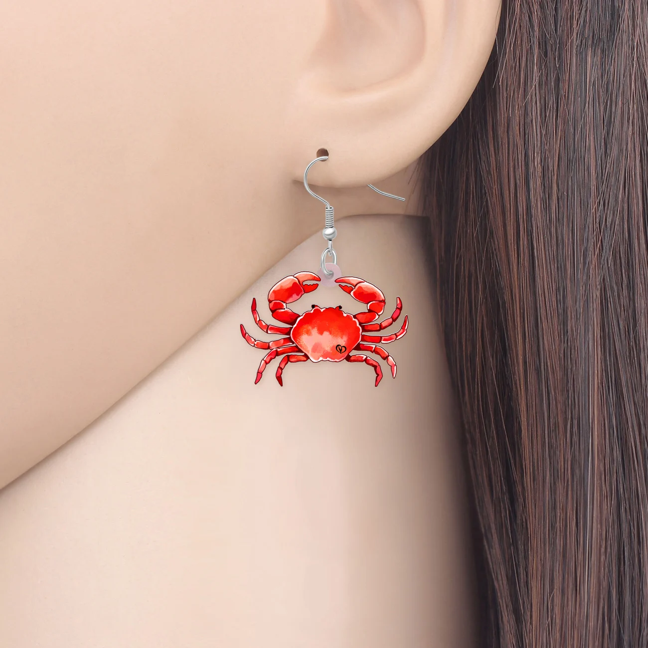 Weveni Acrylic Cooked Red Crab Earrings Cute Biological Dangle Drop Decorations Charms For Women Teens Girls Jewelry Accessories