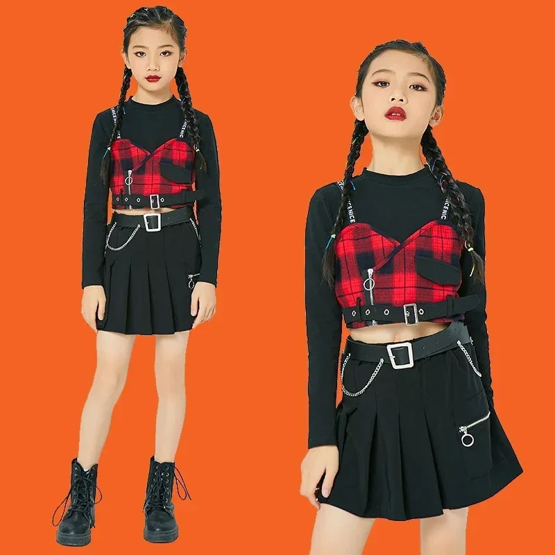 Hip Hop Pants For Kids Jazz Costumes Coat Pnats Belt Gifts Performance Street Dance Dresses Modern Dancing Girls Coat Skirt Ves