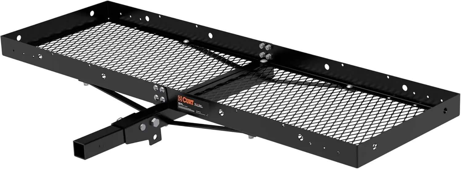 

60 x 20-Inch Tray Hitch Cargo Carrier, 500 lbs Capacity, Black Steel, 2-in Folding Shank for Secure Transport