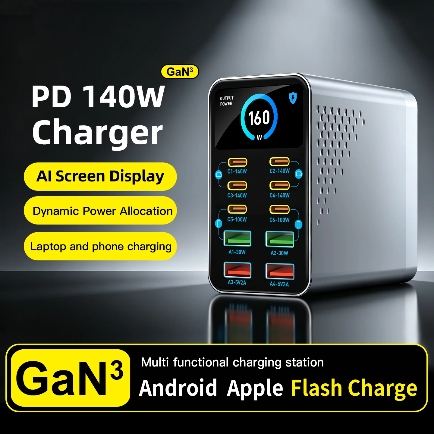 160w-gan-charger-10-in-1-140w-pd31-pps-usb-type-c-digital-display-fast-charging-station-for-macbook-pro-iphone-17-16-15-samsung