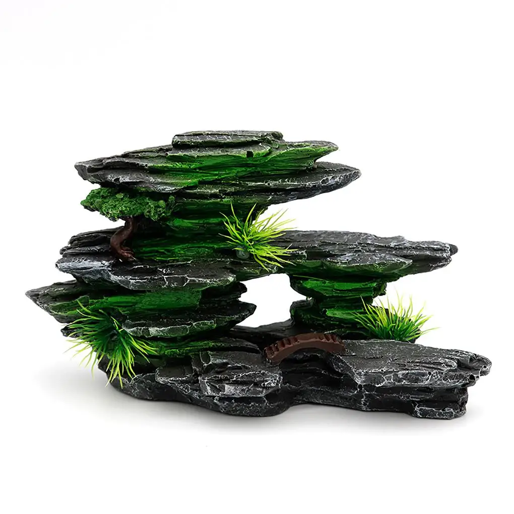 Fish Tank Decoration Practical Aquarium Landscape Reusable Stable Rock Mountain Decor High Strength Desktop Office