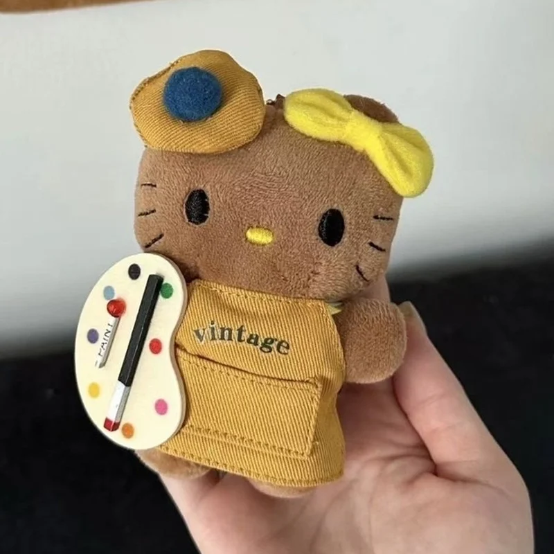 

Limited Edition Hellokitty Plush Toy Bag Charm Hawaiian Black Leather Changeable Costume Doll Backpack Decorations