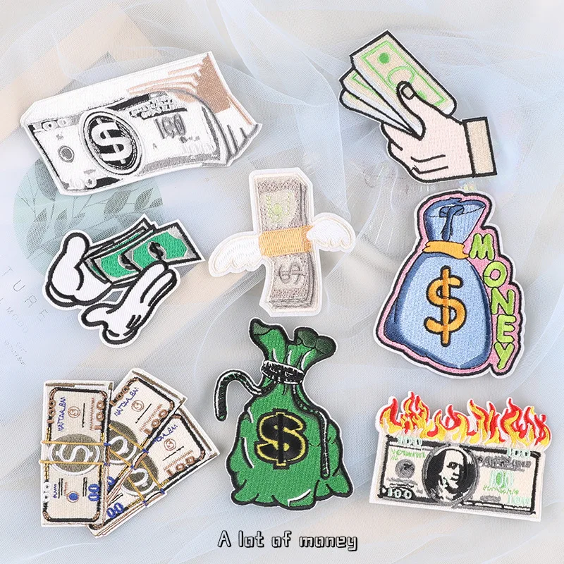 Money Emblem Clothing Accessories DIY Badge Sticker Embroidered Embroidery Sticker Iron-on Patches