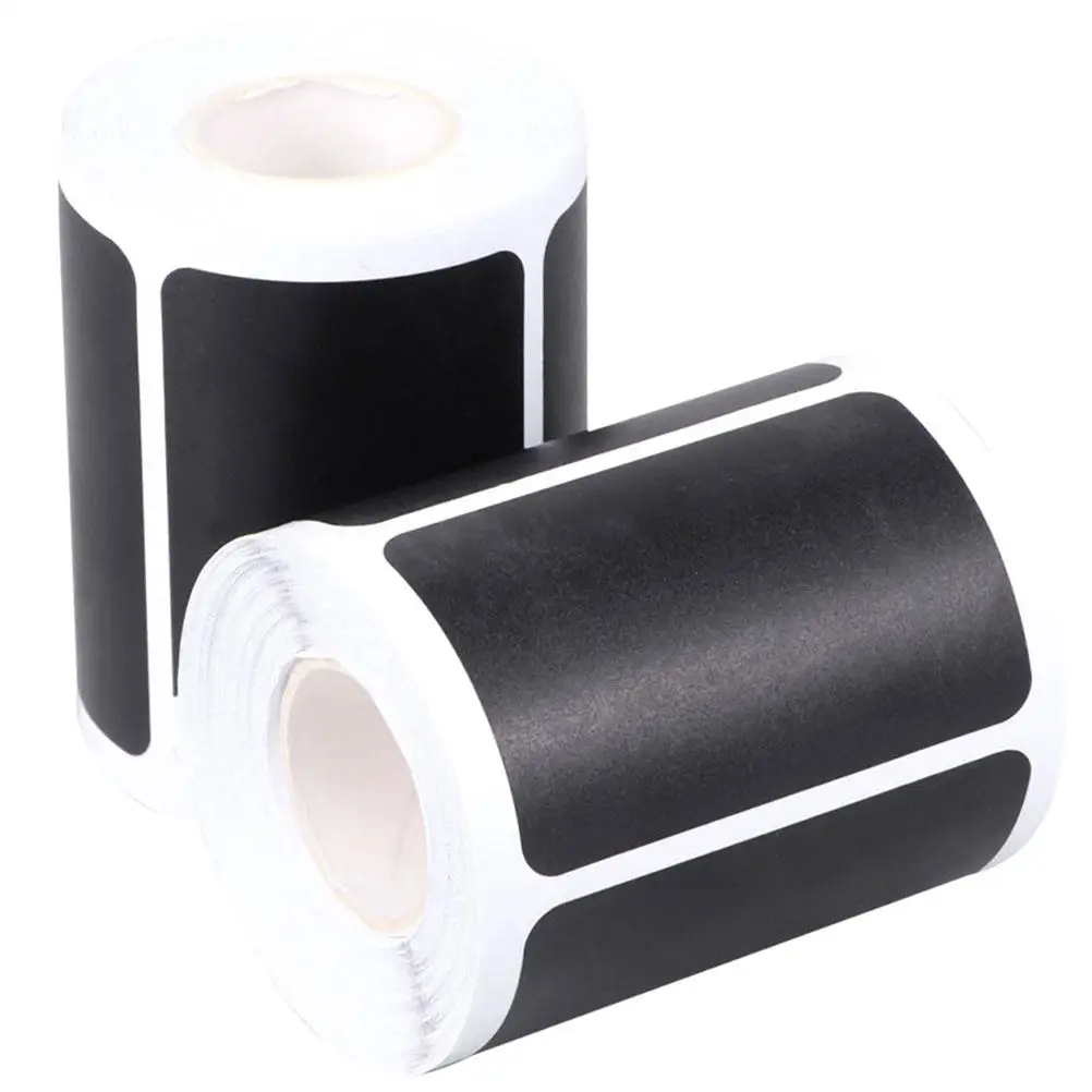 2 Rolls Chalkboard Labels Black Board Tags for Jars Bottles Storage Containers Office Supplies Writable Adhesive Stickers