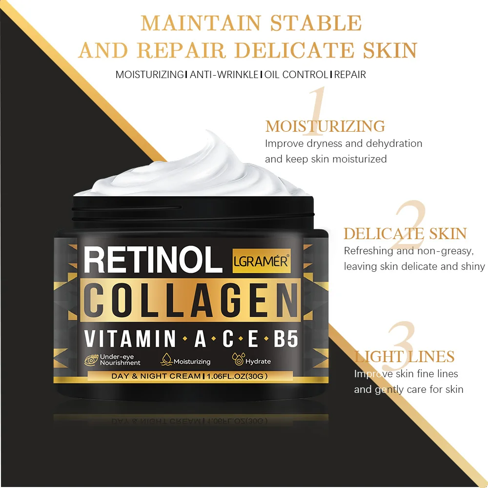 Men\'s Retinol Collagen Face Cream Skincare Moisturizing Brightening Hydrating Smooth Wrinkles Firming Facial Face Men Skin Care