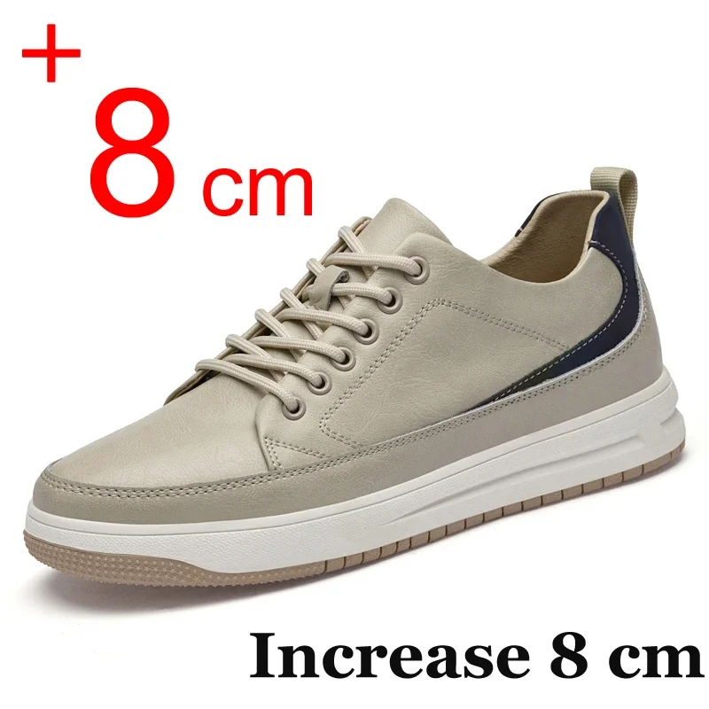 

2014 Men Elevator Shoes Sneakers Comfortable Leather Heightening Shoes For Men Insole 6cm 8cm Heels Casual Lift Height Shoes Man