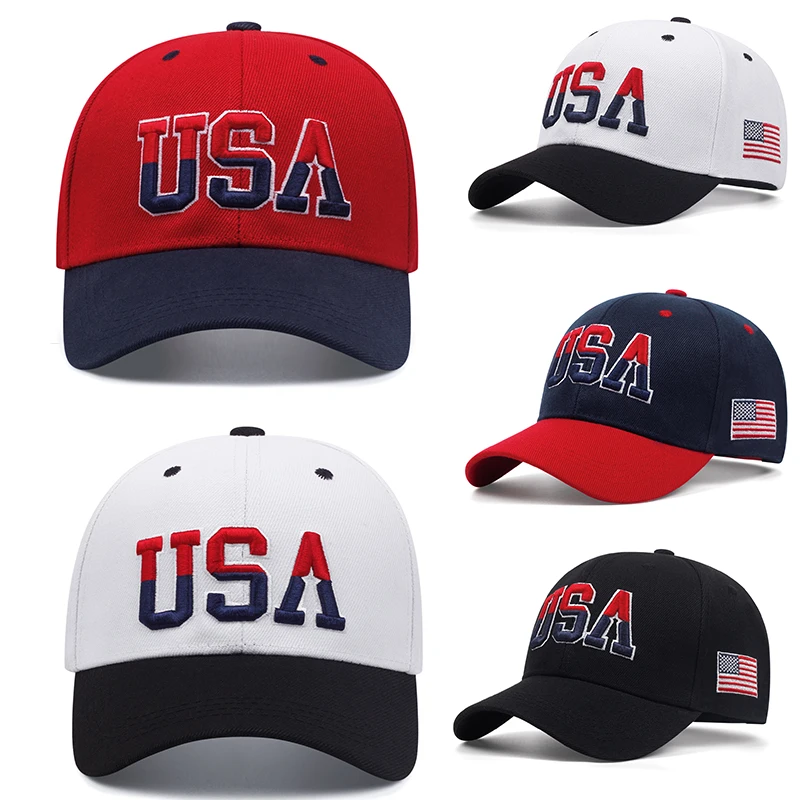 2025 New USA Side American Flag Men's Street Hip Hop Hat Baseball Hat Fashion Women's Outdoor Sports Sunshade Hat Decorative Hat