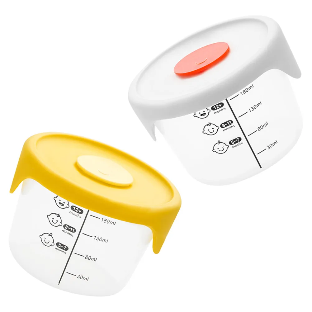 2Pcs Baby Food Containers PP Silicone Complementary Food Boxes Microwave Safe Freezer Friendly Leakproof Storage Bowls for Rice
